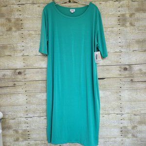 LuLaRoe Green Julia T-Shirt Dress Size 3XL